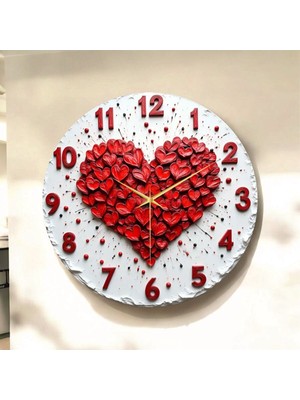 PremiumPort Renkli Desenli Yılbaşı Temalı Ahşap Sessiz Duvar Saati