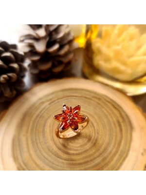 Fumeyabi Gümüş Rose Kırmızı Lotus Çiçeği Yüzük