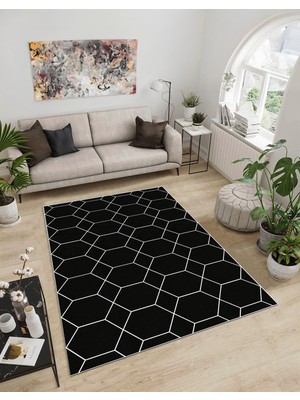 Dijidekor Shine M(33) Siyah Saçaksız Mutfak Koridor Yolluk Salon Yatak Odası Halısı
