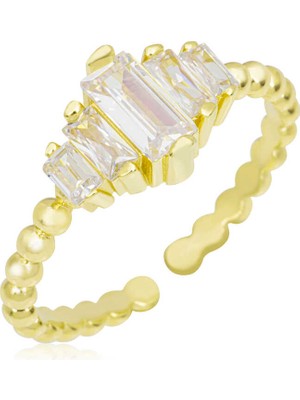 Fumeyabi Gümüş Gold Ayarlanabilir Baget  Kadın Yüzük