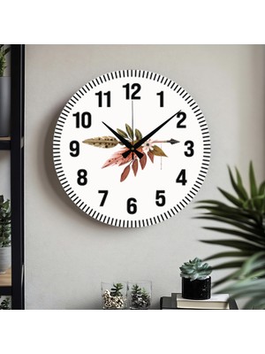 PremiumPort Çiçek Desenli Dekoratif Renkli Duvar Saati, Sessiz Akar Mekanizma