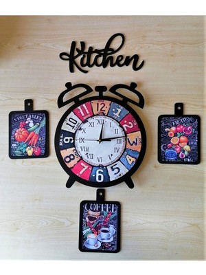 PremiumPort Ahşap Dekoratif Mutfak Saati, Şık ve Fonksiyonel Tasarım