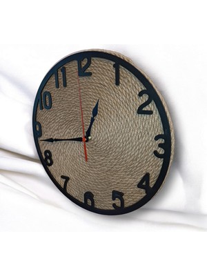 PremiumPort Şık Hasır Ipli Dekoratif Duvar Saati, Modern ve Zarif Tasarım