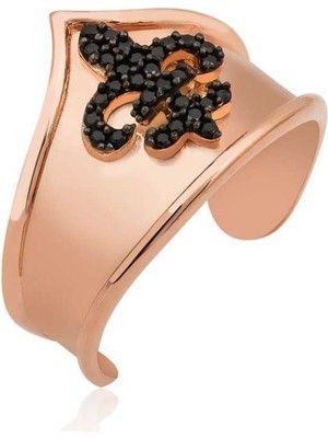 Fumeyabi Gümüş Rose Desenli Eklem Yüzük