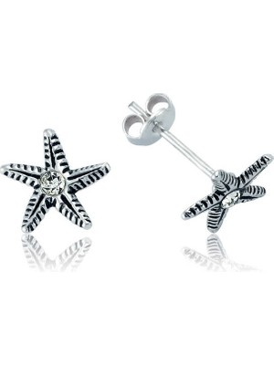 Fumeyabi Gümüş Deniz Yıldızı Çivili Küpe