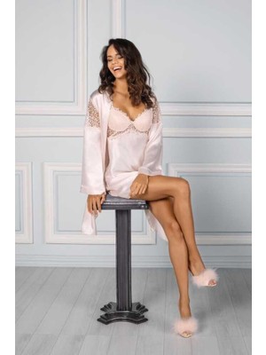 Pierre Cardin 6'lı Saten Gecelik Sabahlık Çeyiz Seti 6955 Inci