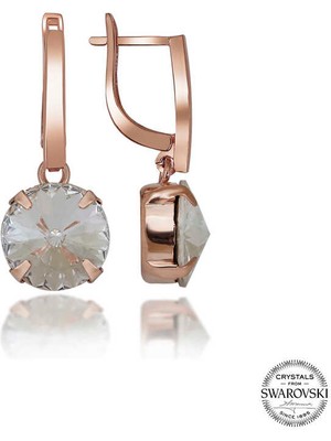 Fumeyabi Swarovski Crystal Taşlı Gümüş Beyaz Sallantılı Kadın Küpe