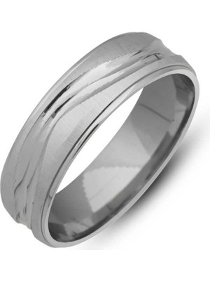 Fumeyabi Gümüş Desenli Rodyum Alyans