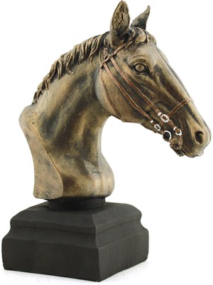 At Büstü - At Heykeli Bronz Renk Dekor Ürünü