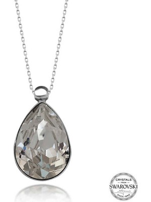 Fumeyabi Swarovski Crystal Taşlı Damla Gümüş Kadın Kolye