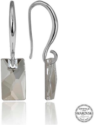 Fumeyabi Swarovski Crystal Taşlı Gümüş Beyaz Baget Sallantılı Kadın Küpe