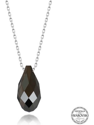 Fumeyabi Swarovski Crystal Taşlı Drop Kesim Gümüş Kadın Kolye