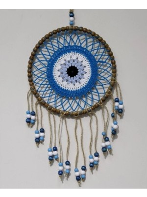 Petrol Mavisi Motifli Renkli Boncuklu El Yapımı Duvar Süsü