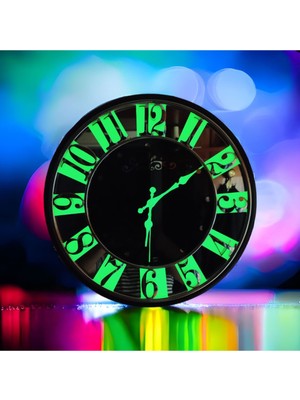 PremiumPort Gece Parlayan Aynalı Modern Duvar Saati 40CM, Şık ve Şeffaf Tasarım