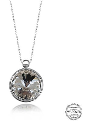 Fumeyabi Swarovski Crystal Taşlı Çerçeveli Gümüş Kadın Kolye