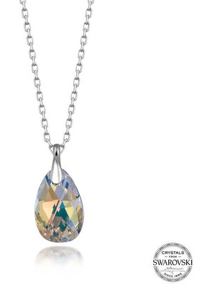 Fumeyabi Swarovski Crystal Taşlı Damla Gümüş Kadın Kolye