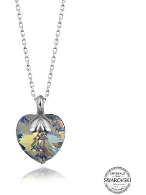 Fumeyabi Swarovski Crystal Taşlı Kalp Gümüş Kadın Kolye