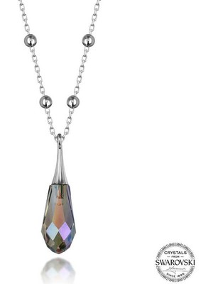 Fumeyabi Swarovski Crystal Taşlı Ametist Top Zincir Gümüş Kadın Kolye