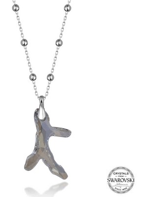 Fumeyabi Swarovski Crystal Taşlı Top Zincir Mercan Gümüş Kadın Kolye