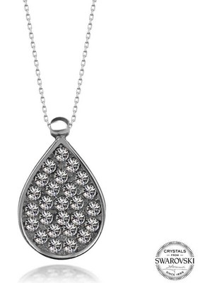 Fumeyabi Swarovski Crystal Taşlı Damla Gümüş Kadın Kolye