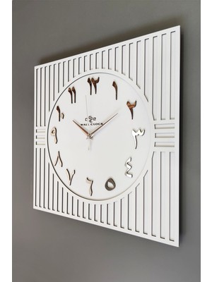 PremiumPort Kare Çizgi Desenli Arapça Rakam Dekoratif Duvar Saati 50X50CM