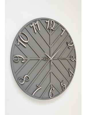 PremiumPort Modern Antrasit ve Gümüş Dekoratif Duvar Saati 37X37CM Sessiz Mekanizma