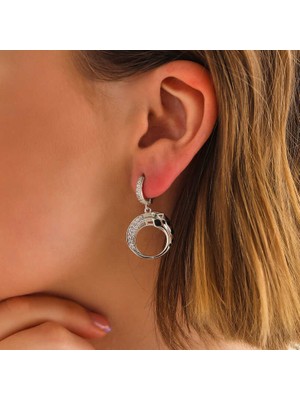 Fumeyabi ​gümüş Sallantılı Kaplan Figürlü Kadın Küpe