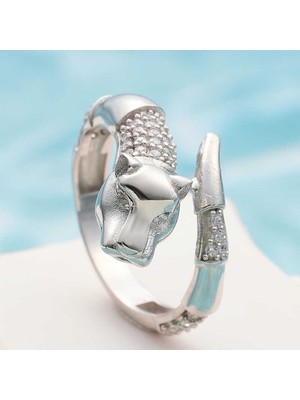 Fumeyabi ​gümüş Ayarlanabilen Kaplan Figürlü Kadın Yüzük