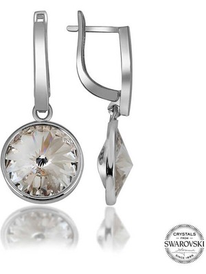 Fumeyabi Swarovski Crystal Taşlı Gümüş Beyaz Sallantılı Kadın Küpe