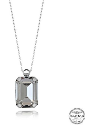 Fumeyabi Swarovski Crystal Taşlı Baget Gümüş Kadın Kolye