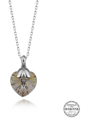 Fumeyabi Swarovski Crystal Taşlı Gümüş Kalp Kadın Kolye