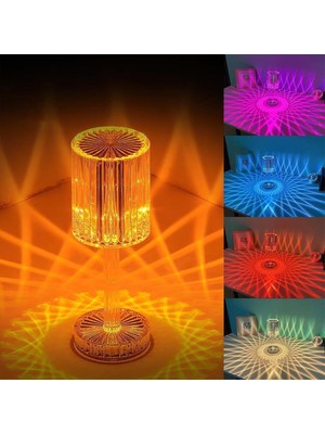 Angelphoto Dekoratif Şarjlı Abajur Kristal Elmas Masa Lambası Dokunmatik LED Gece Lambası