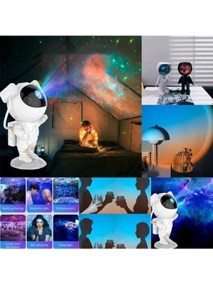 Angelphoto Astronot Işıklı Galaksi Projektör Gece Lambası Kağıt Tipi Everyday