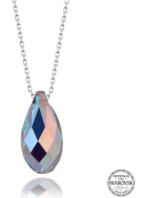 Fumeyabi Swarovski Crystal Taşlı Damla Gümüş Kadın Kolye