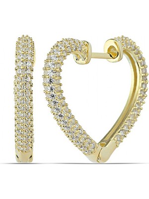 Fumeyabi Gümüş Gold Kalp Kadın Küpe