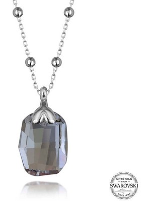Fumeyabi Swarovski Crystal Taşlı Top Zincir Baget Gümüş Kadın Kolye