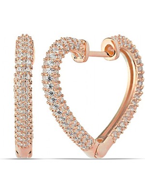 Fumeyabi Gümüş Rose Kalp Kadın Küpe