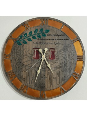 PremiumPort Ahşap Desenli Duvar Saati, Epoksi Kaplamalı, 40 Cm, Şık ve Modern Tasarım