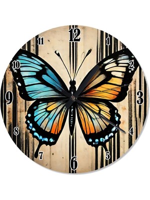PremiumPort Renkli Kelebek Desenli Dekoratif Duvar Saati, Şık ve Modern Tasarım