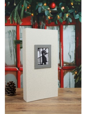 Angelphoto  10X15CM 300'LÜK Koton Desenli Lüks Fotoğraf Albümü (Krem)