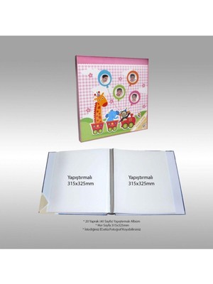 Angelphoto  20 Yaprak [40 Sayfa] 31X32 cm Manyetik Yapıştırmalı Bebek Albümü Pembe