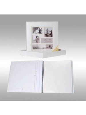Angelphoto  20 Yaprak [40 Sayfa] 315X325MM Deri Yapıştımalı Fotoğraf Albümü Beyaz