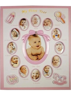 Angelphoto  240'LIK Bebek Fotoğraf Albümü 12 Ay Fotoğraf Çerçevesi Bebek Albümü Pembe