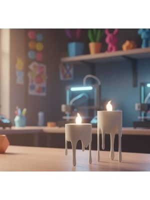 3D Boyuthane Akış Işığı – Dekoratif Mumluk Seti