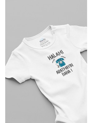 Overoz Halamı Aratmayın Bana Baskılı Beyaz Bebek Body Zıbın 5880-HALA