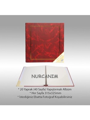 Angelphoto  20 Yaprak [40 Sayfa] 31X32CM Ciltbezli Manyetik Yapışkanlı Fotoğraf Albümü Bordo