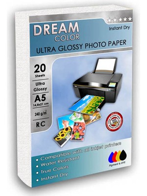 Angelphoto  Hp Yazıcılar Için Ultra Parlak Fotoğraf Kağıdı A5 (15X21) 20 Yaprak 240 gr