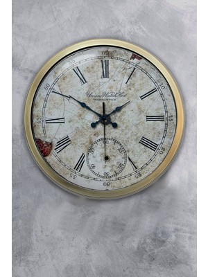 PremiumPort 40 cm Eskitme Metal Roman Duvar Saati, Şık ve Zarif Tasarım