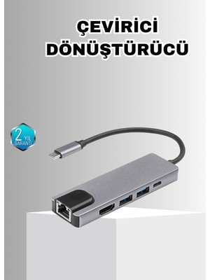 Alüminyum Kasalı MacBook Usbc Hub – 4K Hdmı, USB 3.0, Sd/tf Kart Girişi, Pd Şarj Desteği