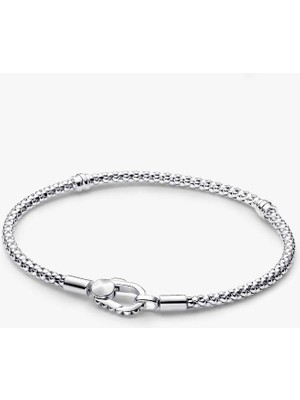 KFS Pandora Çivili Toka ve Trok Örgülü Zincir Bileklik 925 Ayar Gümüş